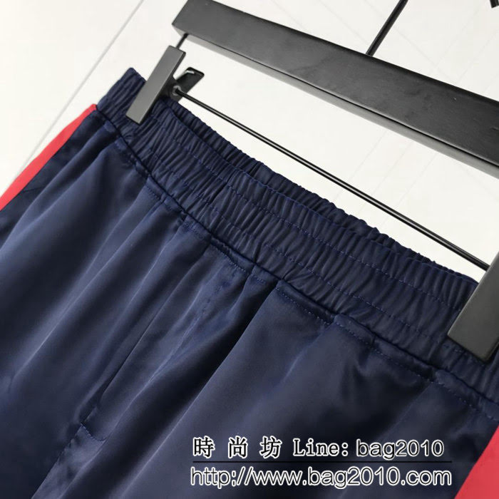 GUCCI古馳 紅藍撞色字母飾帶 絲綢面料 雙面穿 夾克套裝 情侶款 ydi1635